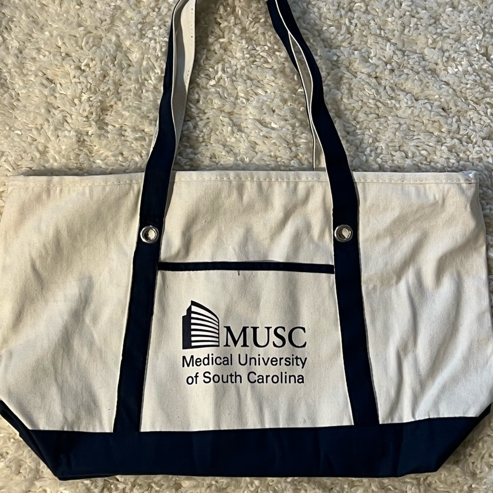 MUSC Medical University of South Carolina Canvas Tote Bag - Navy and White